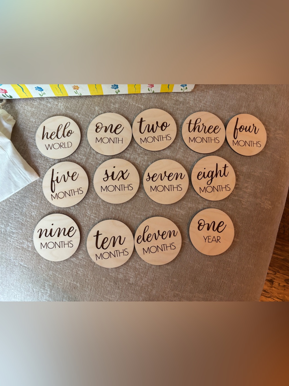 Wooden Baby Milestone Discs - Neutral Wood Set